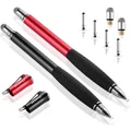 MEKO (2Nd Generation) [2 In 1 Precision Series] Disc Stylus/Styli For Iphone X/8/8Plus/7/7Plus, Ipad 4/ Ipad Mini And All Touch Screen Devices Bundle With 6 Replacement Tips ,Pack Of 2(Black/Red)