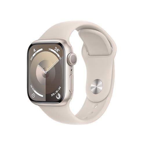 Apple Watch Series 9 [GPS 41-mm] Smartwatch with Aluminum Case with Starlight Sport Band M/L
