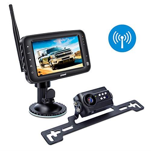 Wireless Backup Camera System, The Newest Upgraded Digital Wireless Solution with IP69k Waterproof Wireless Licence Plate Rear View Camera, Night Vision and 4.3'' Wireless LCD Monitor for Trailer, RV, Trucks, Horse-trailer, Pickup Trucks