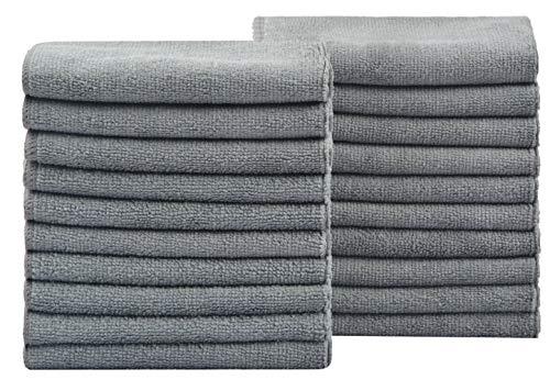 (20 pcs, Gray) - Microfiber Dish Cloths Ultra Absorbent Kitchen Dish Rags for Washing Dishes Fast Drying Cleaning Cloth Grey 20-Pack 12InchX12Inch