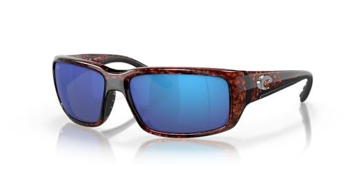 Costa Del Mar Men's Fantail Rectangular Sunglasses, Tortoise/Grey Blue Mirrored Polarized-580g, 59 mm