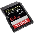 Sandisk Extreme Pro SDXC, SDXPK 64GB, U3, C10, UHS-II, 300MB/s R, 260MB/s W, 4x6, Lifetime Limited, Black (SDSDXPK-064G-GN)