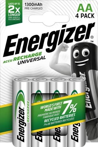 Energizer Rechargeable Batteries AA, Recharge Universal, Pack of 4