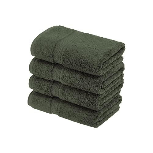 Superior 900 GSM Luxury Bathroom Hand Towels, Made of 100% Premium Long-Staple Combed Cotton, Set of 4 Hotel & Spa Quality Hand Towels - Forest Green, 20" x 30" Each