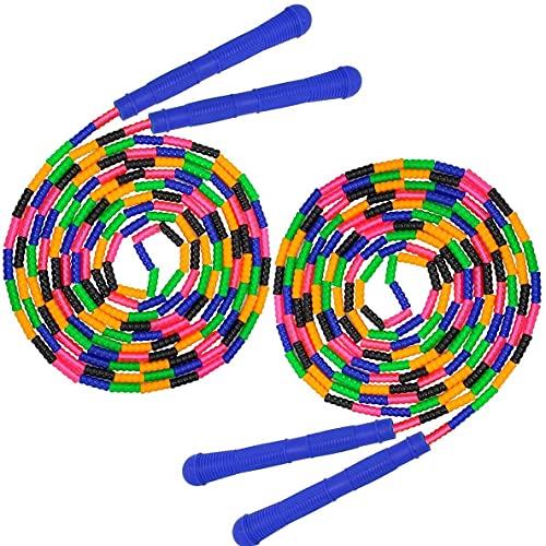 Coolrunner 16 FT Long Jump Rope(2 Pack), Double Dutch Jump Rope, Soft Beaded Skipping Rope for Kids Adults, Plastic Segmented Jump Rope, Long Enough for 4-5 Jumpers