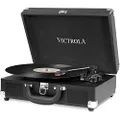 Victrola Journey Portable Record Player – Suitcase 5.0 Bluetooth Turntable with 3-Speeds, Built-in Stereo Speakers, 3.5mm Aux-in Jack, Black (VSC-550BT)