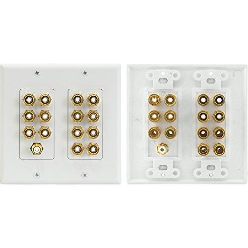 PRO1144A Pro2 7.1 Home Theatre Wall Plate 14 Terminals + 1 RCA Decora Trim Plate Decora Trim Plate, 14 Gold-Plated Heavy-Duty, Solderless Binding Terminal Posts