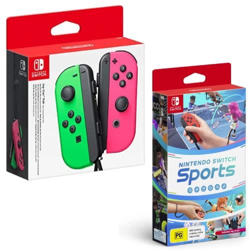 Nintendo Switch - Joy-Con Controller Pair [Neon Green/Neon Pink] and Switch Sports [Bundle]