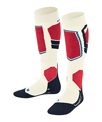 FALKE SK4 Ski Socks Wool Children's Black Thin Reinforced Ski Socks without Pattern with Light Padding Knee High and Thin for Skiing 1 Pair