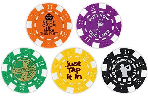 Da Vinci Golf Ball Marker Poker Chip Collection, 11.5 Gram Striped Chips (5-Pack)