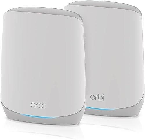 NETGEAR Orbi (RBK762S) WiFi 6 Tri Band Mesh System, Pack of 2, WiFi 6 Mesh AX5400, up to 5.4 Gbps, Coverage of 350 m², Thick Walls, Compatible with all generations of Box, Armor Available for 1 Year
