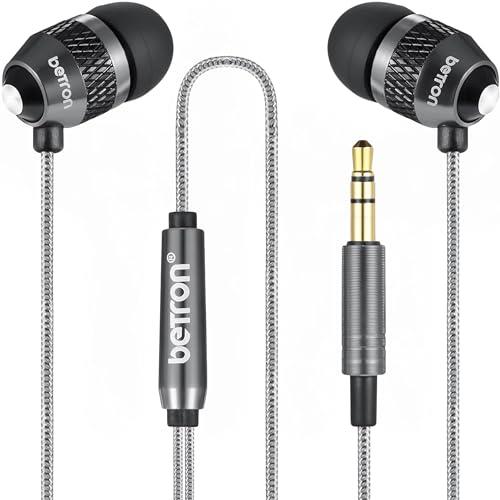 Betron B25 Earphones, Noise Isolating in-Ear Wired Headphones with Strong Bass, Tangle-Free Cord, Lightweight, Carry Case and Soft Earbud Tips