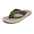 OluKai Ulele Men's Beach Sandals, Quick-Dry Flip-Flop Slides, Water Resistant Suede Lining & Wet Grip Soles, Soft Comfort Fit & Arch Support, Nori/Clay, 10