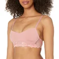 Calvin Klein Women's Perfectly Fit Flex Lightly Lined Wirefree Bralette, Fresh Pink Lace, Large
