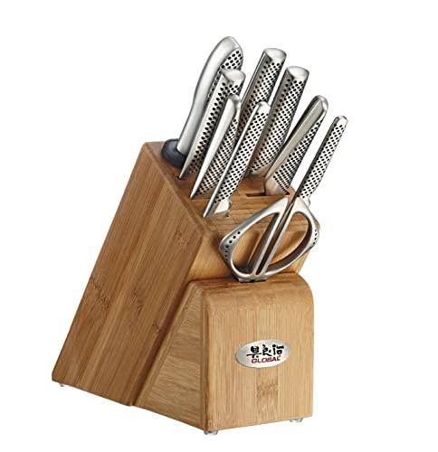 Global Takashi 10-Piece Japanese Knife Block Set, Made in Japan, Bamboo Storage Block
