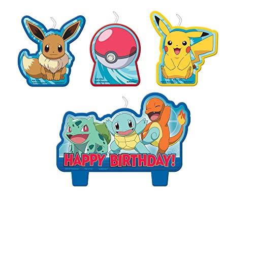 Amscan Pokemon Classic Happy Birthday Candle Set (Pack of 4)