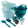 Rachael Ray 47992 10-Piece Melamine Mixing Bowl Set, Light Blue and Teal