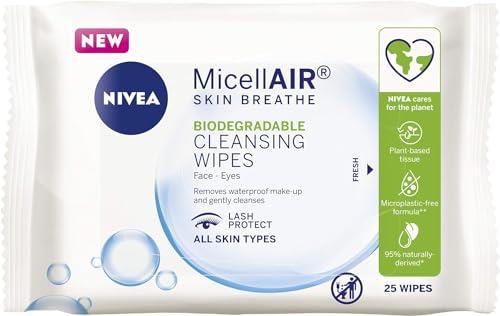 NIVEA Daily Essentials 3 in 1 Care Cleansing Micellar Wipes, 25 count, wet wipes for face, face wipes for oily skin, , cleansing wipes, face cleasing wipes, best face wipes for sensitive skin