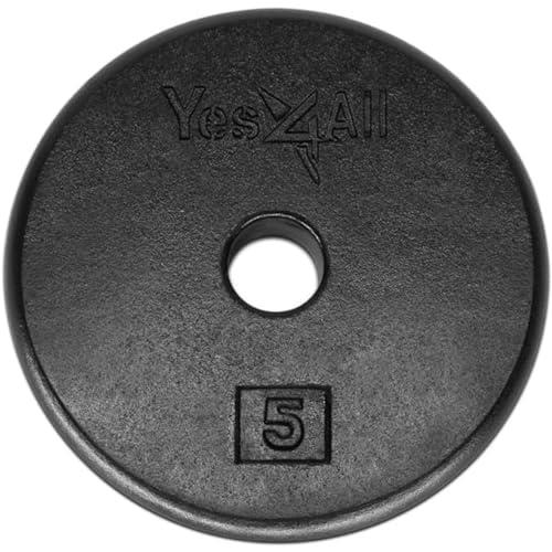 Yes4All AAAR 2.5cm 1 inch (1") Cast Iron Weight Plates 2.2kg, Single Weight Plate for Dumbbells Standard Weight Disc Plates