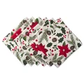 DII Woodland Holly Christmas Holiday Kitchen & Table Décor, Napkin Set, 20x20, Poinsettia & Christmas Greenery, 6 Count