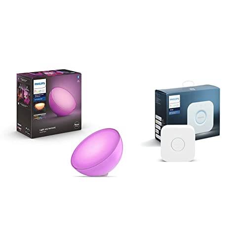 Philips Hue Go 2.0 White and Colour Ambiance Smart Portable Light with Bluetooth, Compatible with Alexa and Google Assistant [Energy Class A Plus] & Bridge V2.0, White