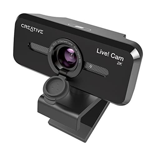 Creative Live! Cam Sync V3 2K QHD USB Webcam with 4X Digital Zoom (4 Zoom Modes from Wide Angle to Narrow Portrait View), Privacy Lens, 2 Mics, for PC and Mac…