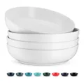 KooK Pasta Bowls, by, Ceramic Make, White, Perfect for Pastas, Salads, Desserts, Cereal, Set of 4, 32oz