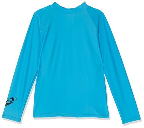 Junior Unisex Long Sleeve Rash Top, Picton Blue/Black, 5-6