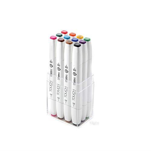 Shinhan Touch Professional Brush Markers, Set 12 Assorted Colours