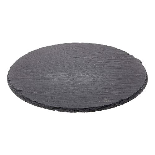 Cilio Slate Round Cheese Board, Natural Stone Tray for Serving Cheese, Charcuterie, Sushi, Appetizers, and More, Black