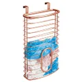 mDesign Steel Hanging Cabinet Storage Organizer Holder for Kitchen, Pantry - Holds Plastic, Sandwich, Garbage, Grocery and Trash Bags; Wrap, Foil, Pack - Spira Collection - Copper