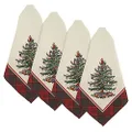 Avanti Linens - 4pc Napkin Set, Holiday Home Décor, Red Tartan (Spode Christmas Tree Collection)