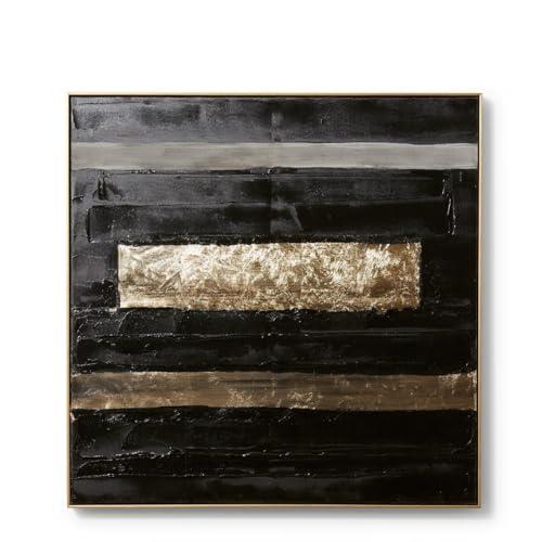 Elme Living Archi Abstract Hand Painted Wall Art, Black/Gold, 90 x 5 x 90 cm