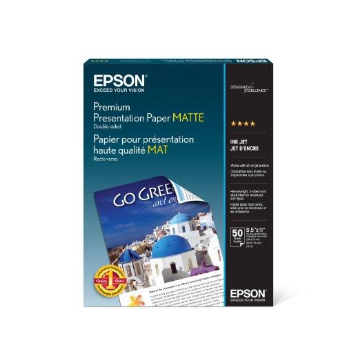 Epson Premium Presentation Paper Matte (8.5x11 Inches, Double-Sided, 50 Sheets) (S041568)