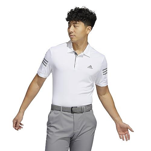 adidas Performance 3-Stripes Golf Polo Shirt, White, XL