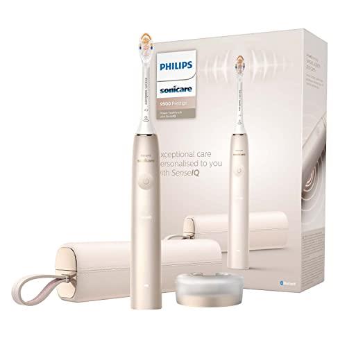 Philips Sonicare 9900 Prestige Our Most Advanced Electric Toothbrush HX9992/11 with SenseIQ, All-in-One Brush Head, Artificial Intelligence in the Philips Sonicare App, Champagne