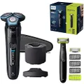 Philips Series 7000 Electric Wet and Dry Shaver with Cleaning Station, Charging Station & OneBlade S7783/78 - Razor, Trimmer, Styling, Flexible 360° Shaving Heads, Gifts for Men