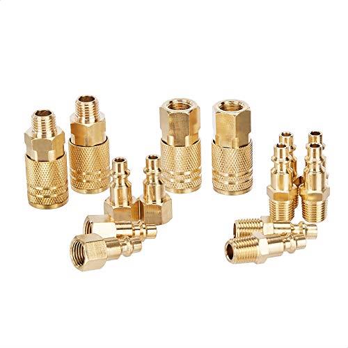 Amazon Basics Quick Connect Brass Air Coupler and Plug Kit - 0.64 CM NPT Fittings - 14-Piece