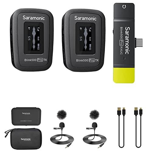 Saramonic Blink500 Pro B6 Advanced 2.4Ghz 2-Person Wireless Clip-On Microphone System with Lavaliers and Dual-Channel USB-C Receiver for Android Smartphones or Tablets, Computers and Ipad Pro or Air