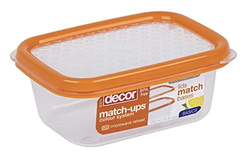 Décor Match-ups Basics Oblong Orange 200ml|Food Storage Pantry Container |Ideal for Meal Prep| BPA Free|Dishwasher, Freezer & Microwave Safe