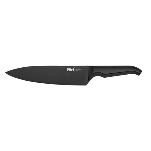 Furi Pro Jet Black Cook's Knife 20 cm/8", Limited Edition Chef's Knife for Superior Cutting Performance, Stainless Steel Blade, Matte, Jet Black oxidised Finish, 25-Year Guarantee