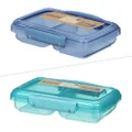 Sistema Ocean Bound Plastic Small Split Container | 350mL Food Storage Container | BPA-Free, Made Using Recycled Plastic | Teal OR Blue (Colour Not Selectable) | 1 Count