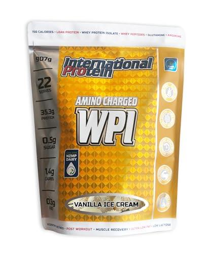 International Protein Amino Charged Whey Protein Isolate Powder, Vanilla 907 g