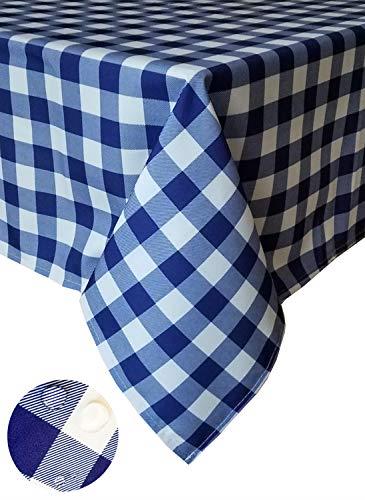 Tektrum 100% Polyester Waterproof 70 X 70 inch 70X70 Square Checker Checkered Tablecloth Table Cover -Spill Proof/Stain Resistant/Wrinkle Free-for Camping Picnic Dinner Restaurant (Blue and White)