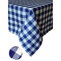 Tektrum 100% Polyester Waterproof 70 X 70 inch 70X70 Square Checker Checkered Tablecloth Table Cover -Spill Proof/Stain Resistant/Wrinkle Free-for Camping Picnic Dinner Restaurant (Blue and White)