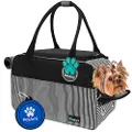 PetAmi Airline Approved Dog Purse Carrier | Soft-Sided Pet Carrier for Small Cat Dog | Stylish Pet Tote Handbag (Stripe Black)