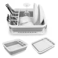 ZOUYO Collapsible Drying Dish Rack and Drainerboard Set Portable Dish Drainers Organizer Storage Rack for for Kitchen Counter RV Travel Trailer Camper Accessories