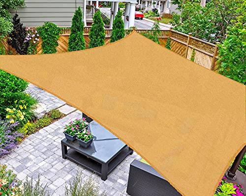 AsterOutdoor Sun Shade Sail Rectangle 8' x 12' UV Block Canopy for Patio Backyard Lawn Garden Outdoor Activities, Sand