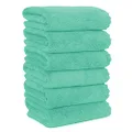 MOONQUEEN 6 Pack Premium Hand Towels - Quick Drying - Microfiber Coral Velvet Highly Absorbent Towels - Multipurpose Use as Hotel, Bathroom, Shower, Spa, Hand Towel 16 x 28 inches (Aqua Green)