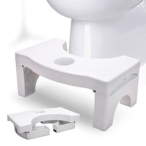 Foldable Toilet Potty Stool for Adults, 7" Heavy Duty Plastic Portable Squatting Poop Foot Stool with Freshener Space, Bathroom Non-Slip Toilet Assistance Step Stool - Healthy Gifts for Kids Seniors